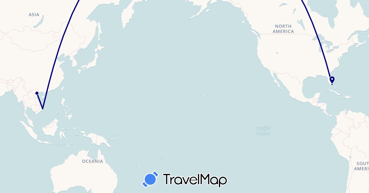 TravelMap itinerary: driving in United States, Vietnam (Asia, North America)